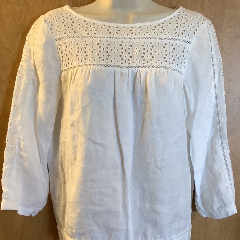 J. Crew Ivory Lace Detail Blouse